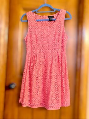 Miss Chievous Coral Lace Fit-and-Flare Dress